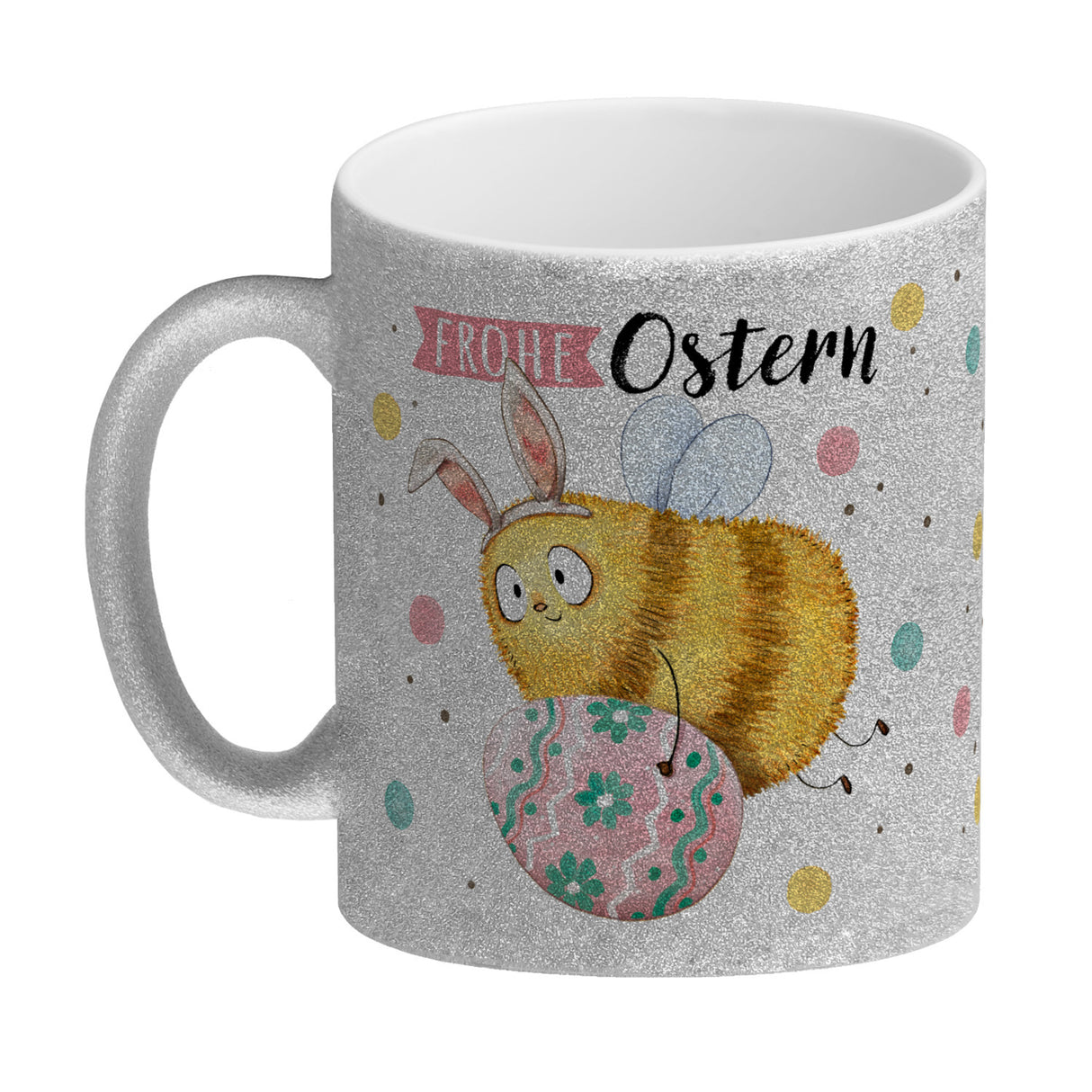 Pummel Biene Kaffeebecher mit Spruch Frohe Ostern
