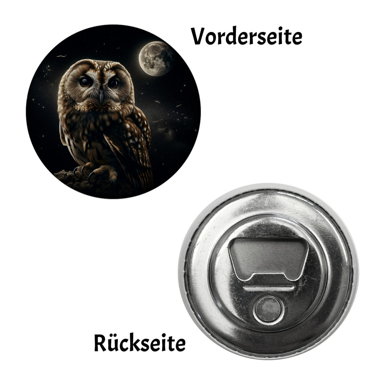 Eule bei Nacht Magnet rund