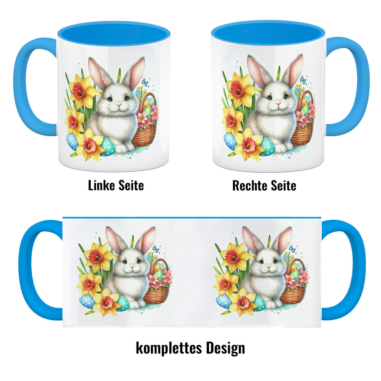 Osterhase neben Osterkorb Kaffeebecher