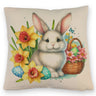 Osterhase neben Osterkorb Kissen