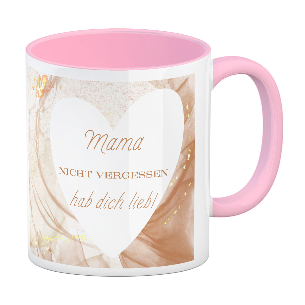 Herz Kaffeebecher mit Spruch Mama nicht vergessen ich hab dich lieb
