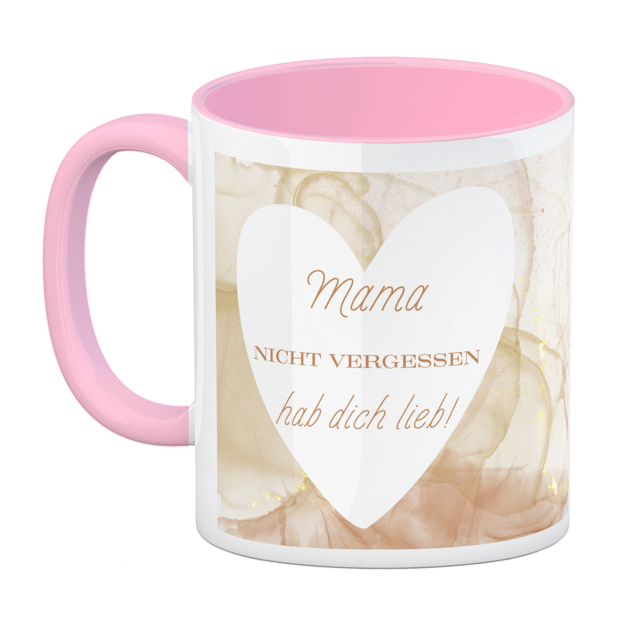 Herz Kaffeebecher mit Spruch Mama nicht vergessen ich hab dich lieb