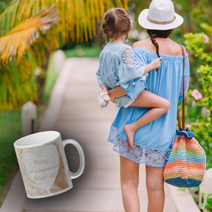 Herz Kaffeebecher mit Spruch Mama nicht vergessen ich hab dich lieb