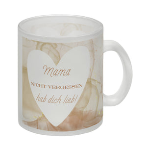 Herz Kaffeebecher mit Spruch Mama nicht vergessen ich hab dich lieb