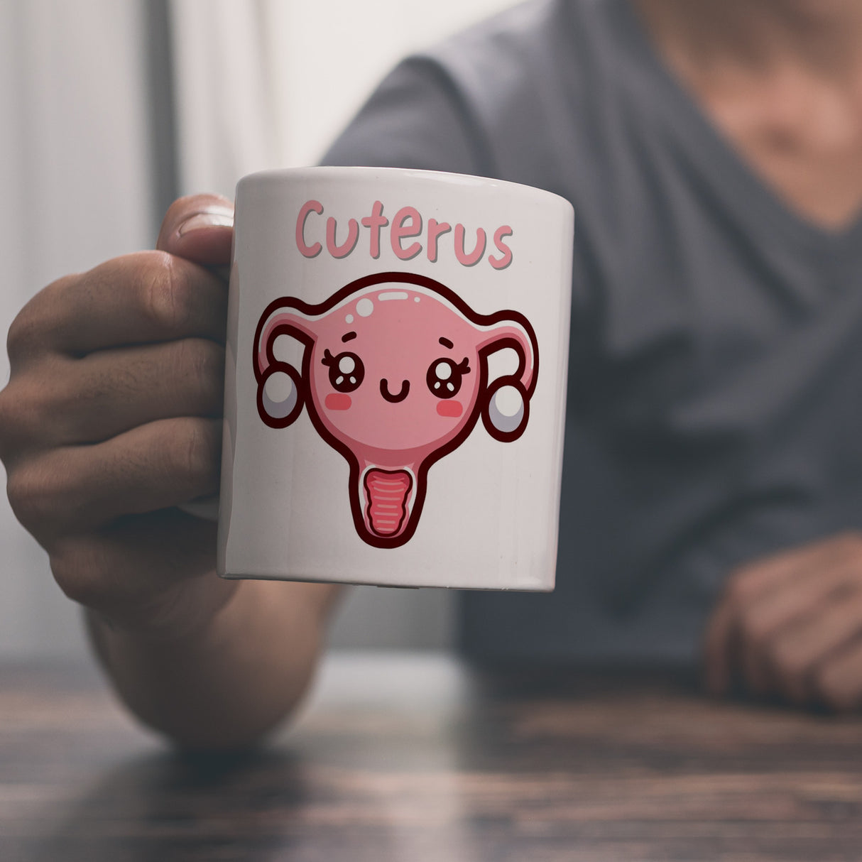Gebärmutter Kawaii Kaffeebecher mit Spruch Cuterus