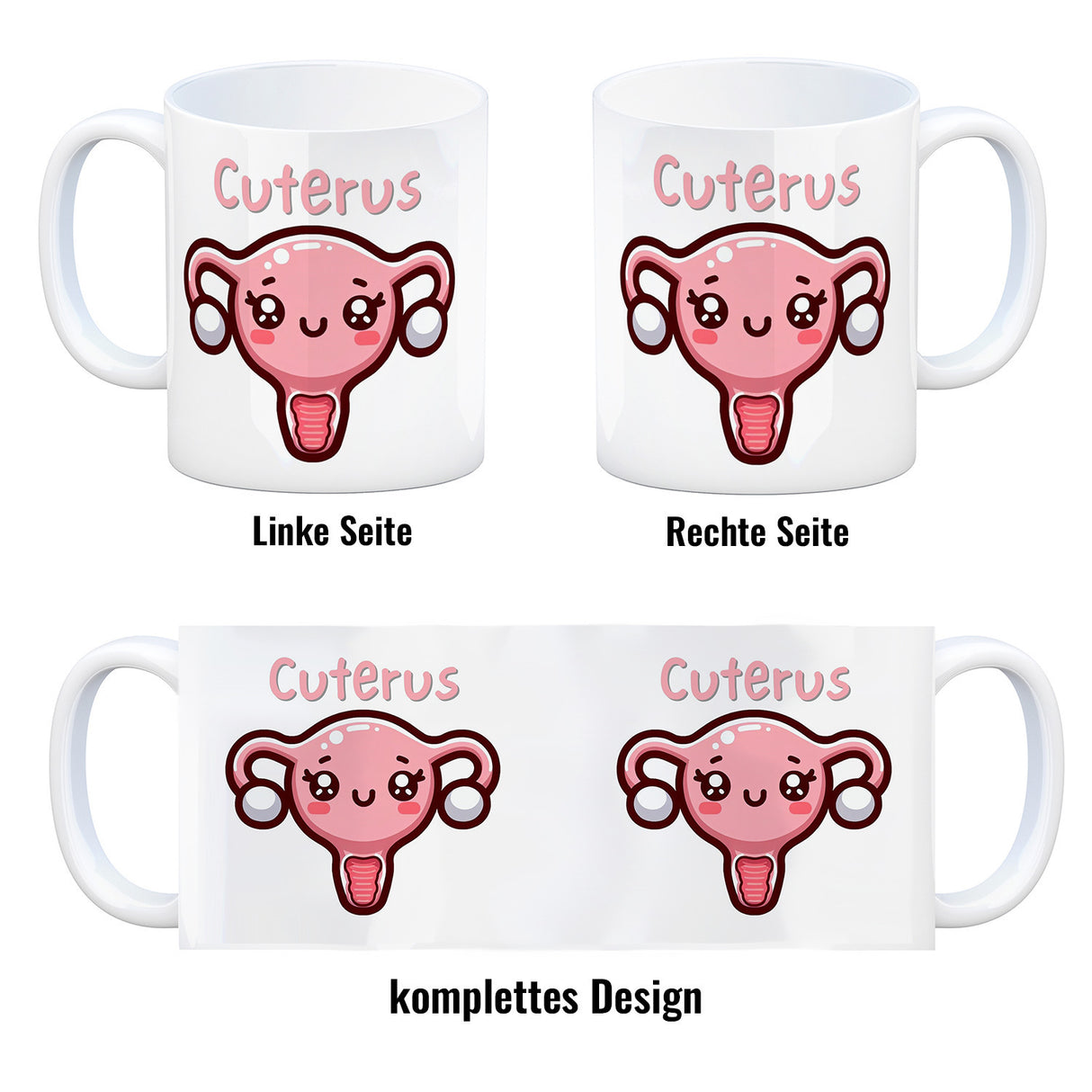 Gebärmutter Kawaii Kaffeebecher mit Spruch Cuterus