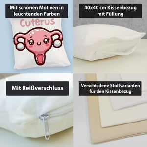 Gebärmutter Kawaii Kissen mit Spruch Cuterus