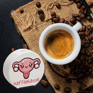 Gebärmutter Kawaii Spardose mit Spruch Kaffeekasse