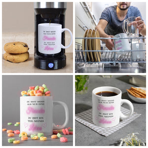 Herzen der Freundschaft Kaffeebecher mit Spruch Mehr als Freundin