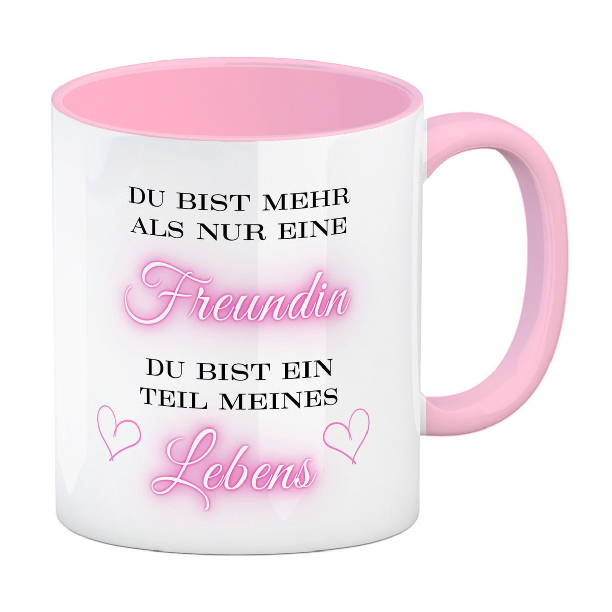 Herzen der Freundschaft Kaffeebecher mit Spruch Mehr als Freundin