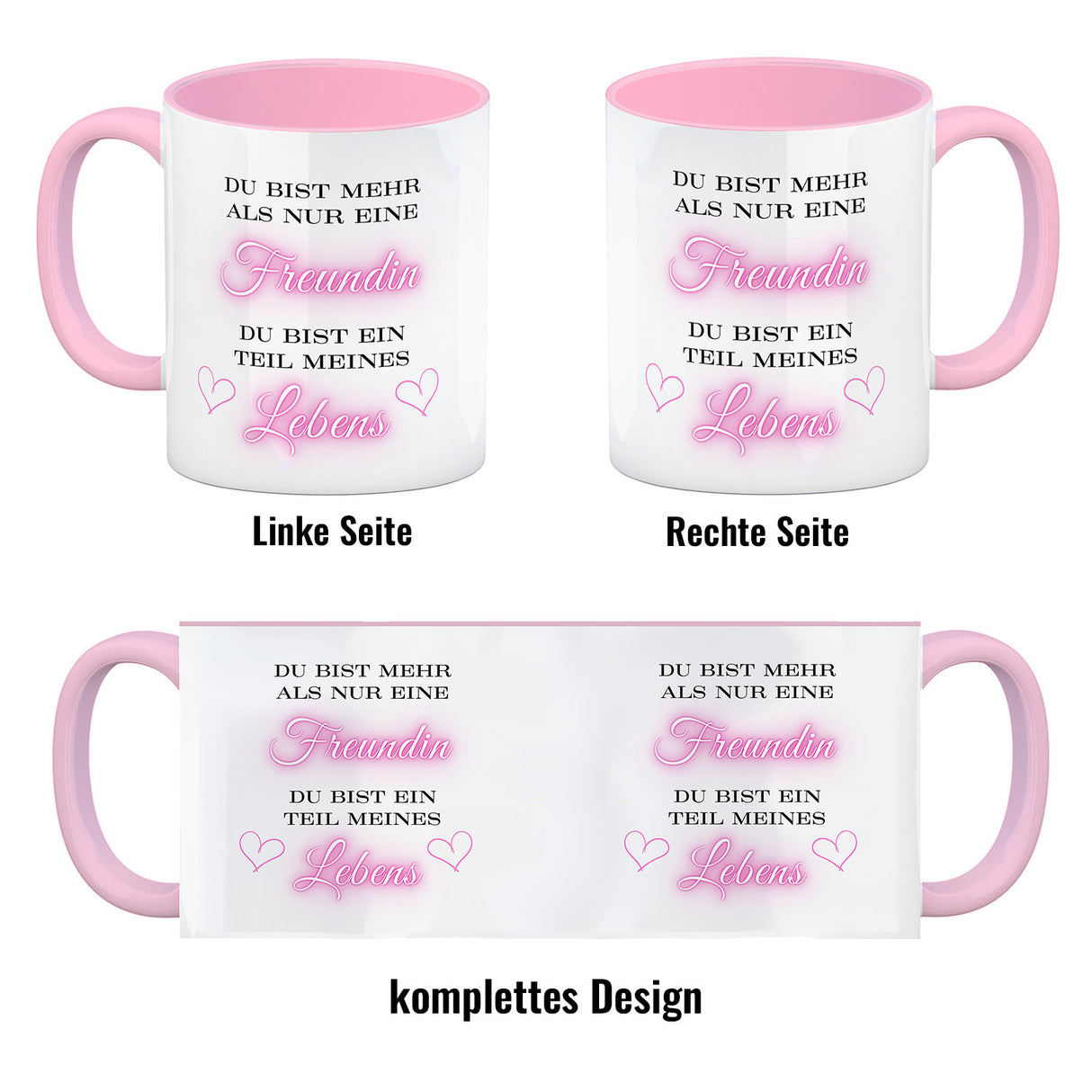 Herzen der Freundschaft Kaffeebecher mit Spruch Mehr als Freundin