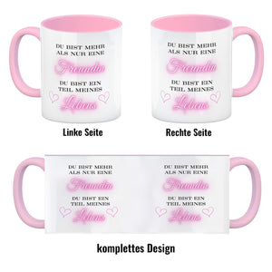 Herzen der Freundschaft Kaffeebecher mit Spruch Mehr als Freundin