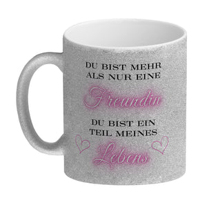 Herzen der Freundschaft Kaffeebecher mit Spruch Mehr als Freundin
