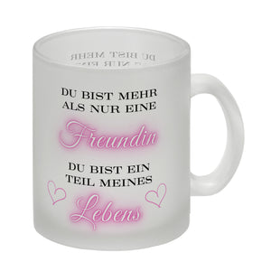 Herzen der Freundschaft Kaffeebecher mit Spruch Mehr als Freundin