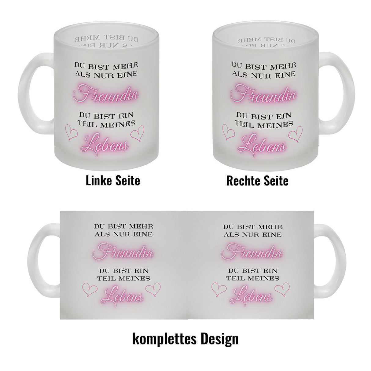 Herzen der Freundschaft Kaffeebecher mit Spruch Mehr als Freundin