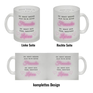 Herzen der Freundschaft Kaffeebecher mit Spruch Mehr als Freundin
