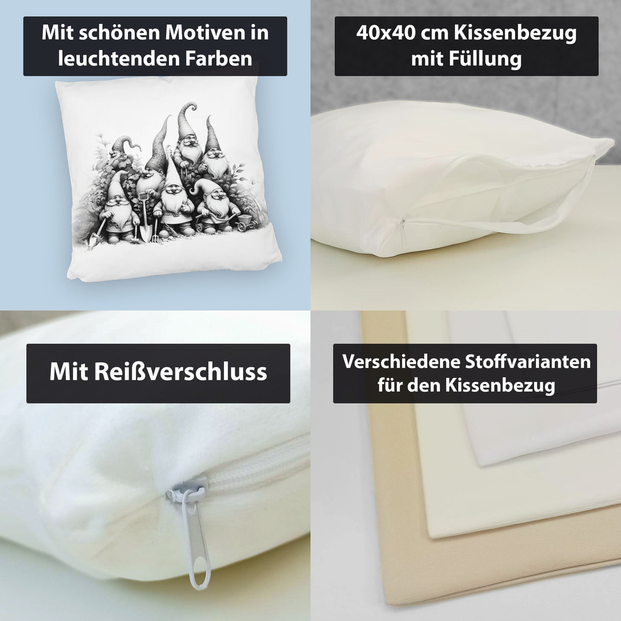 Lustige Gartenzwerge Kissen