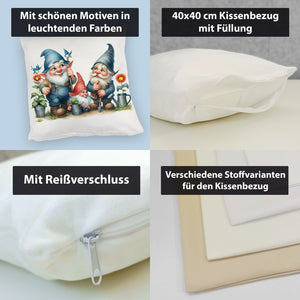 Drei lustige Gartenzwerge Kissen