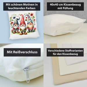 Drei lustige Gartenzwerge Kissen