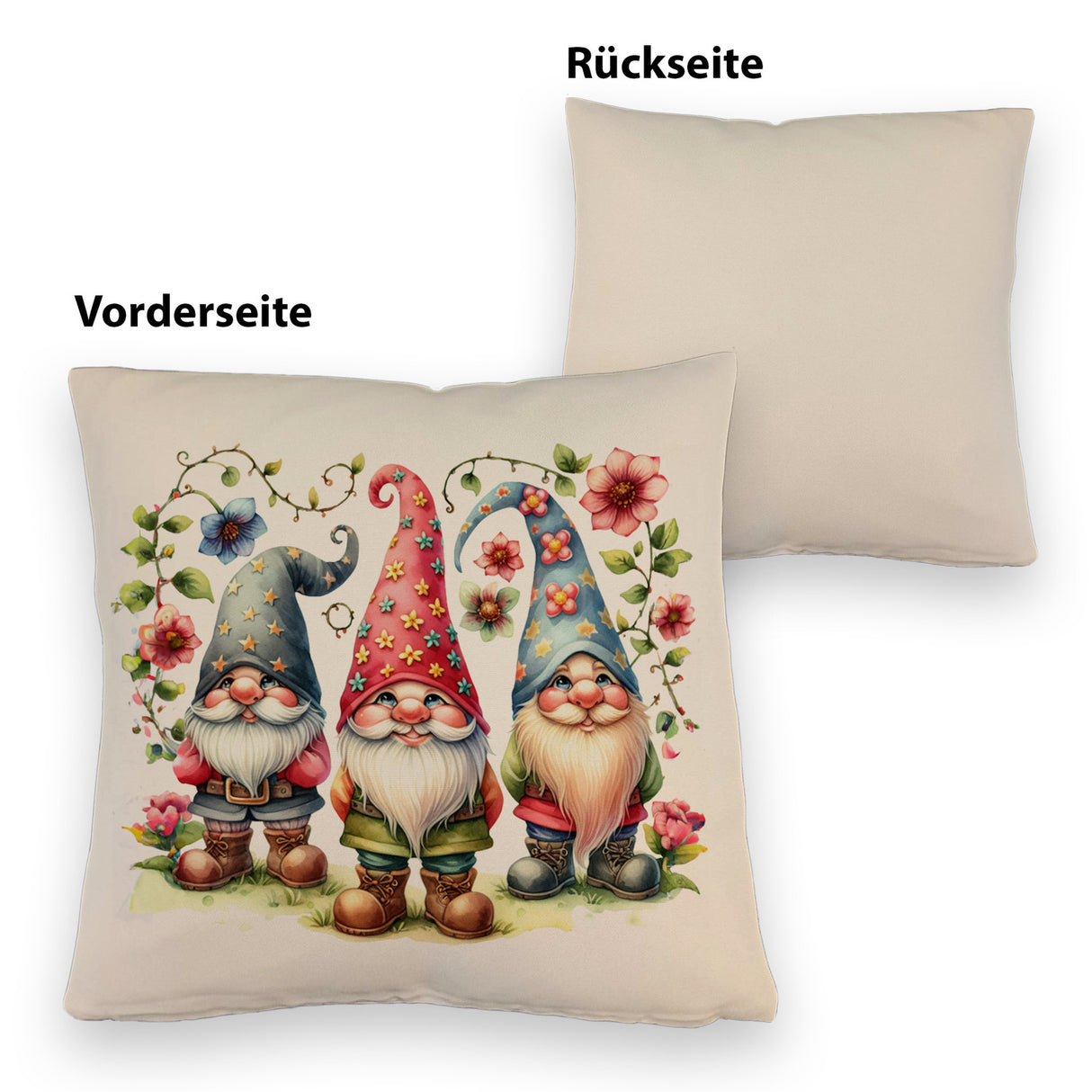 Drei lustige Gartenzwerge Kissen
