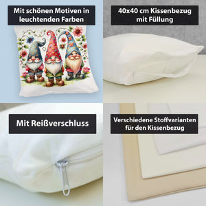 Drei lustige Gartenzwerge Kissen