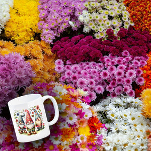 Gartenzwerge mit Blumen Kaffeebecher