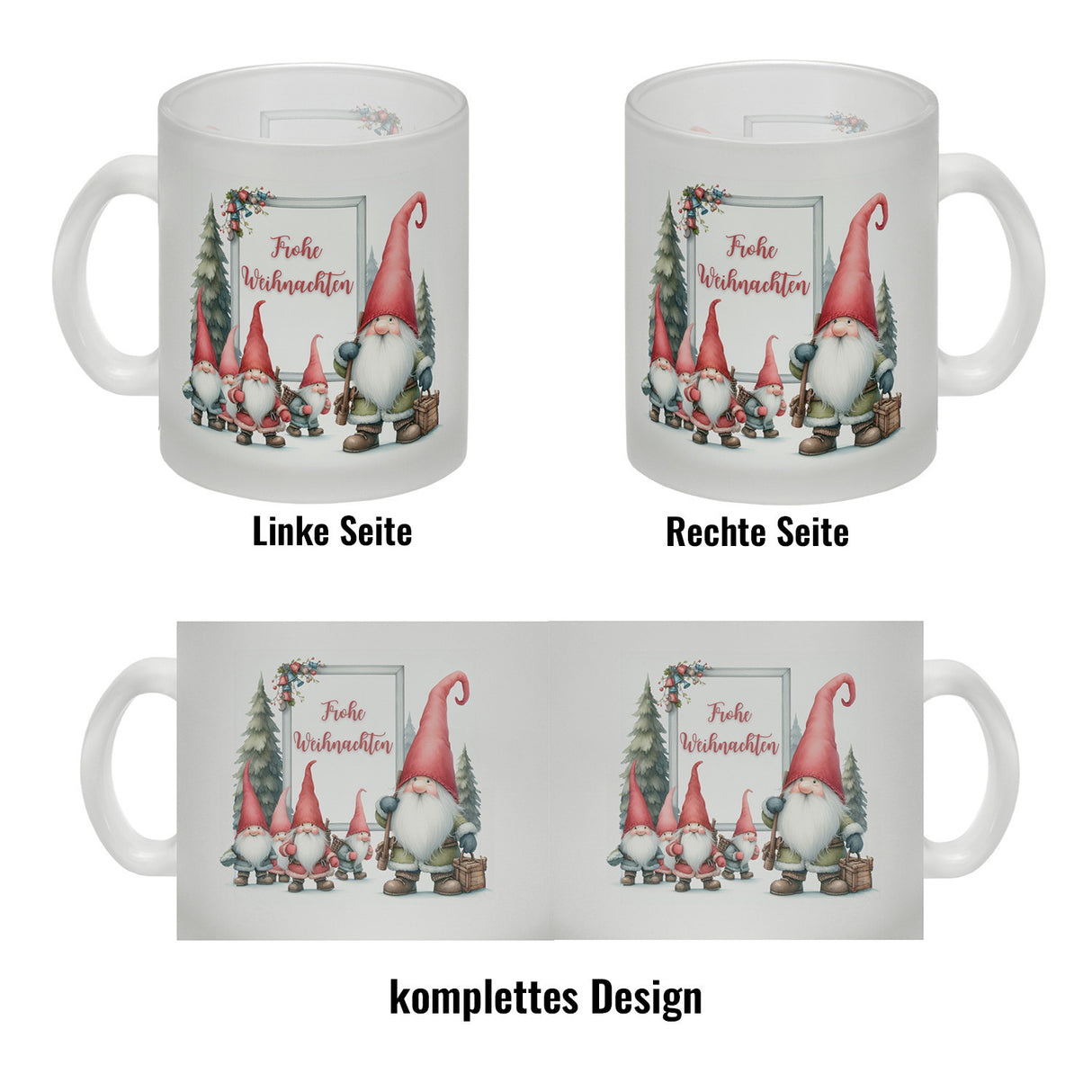 Weihnachts Kobolde Kaffeebecher mit Spruch Frohe Weihnachten