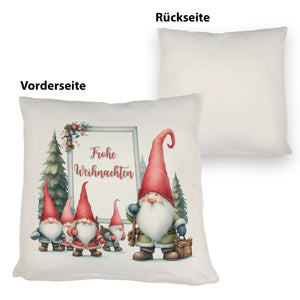 Weihnachts-Kobolde Kissen mit Spruch Frohe Weihnachten