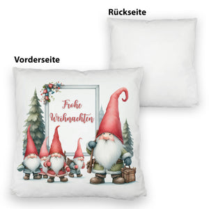 Weihnachts-Kobolde Kissen mit Spruch Frohe Weihnachten