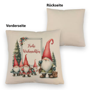 Weihnachts-Kobolde Kissen mit Spruch Frohe Weihnachten