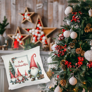 Weihnachts-Kobolde Kissen mit Spruch Frohe Weihnachten