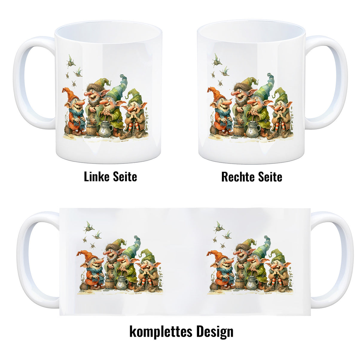 Lustige Kobolde mit bunten Mützen Kaffeebecher