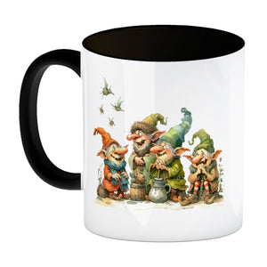 Lustige Kobolde mit bunten Mützen Kaffeebecher