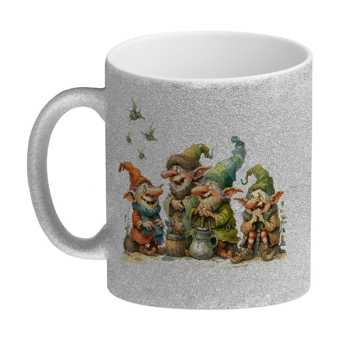 Lustige Kobolde mit bunten Mützen Kaffeebecher