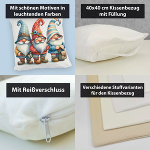 Kobolde mit bunten Mützen Kissen