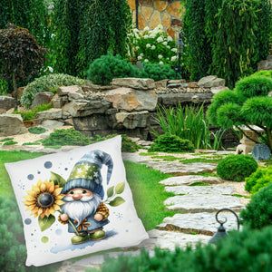Gartenzwerg mit Sonnenblume Kissen