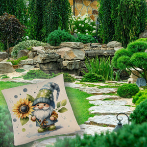 Gartenzwerg mit Sonnenblume Kissen