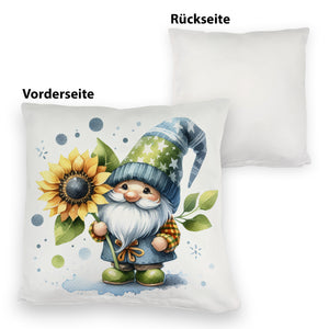 Gartenzwerg mit Sonnenblume Kissen