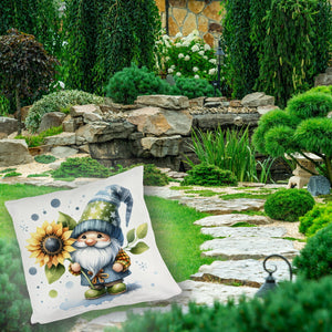 Gartenzwerg mit Sonnenblume Kissen