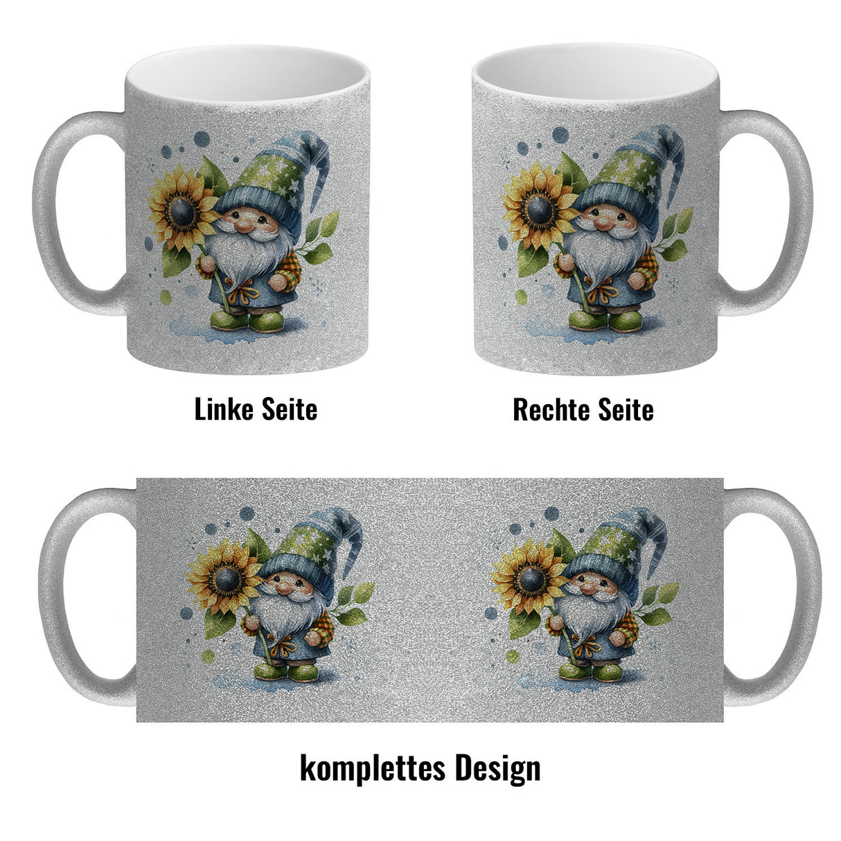 Gartenzwerg mit Sonnenblume Kaffeebecher