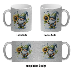 Gartenzwerg mit Sonnenblume Kaffeebecher
