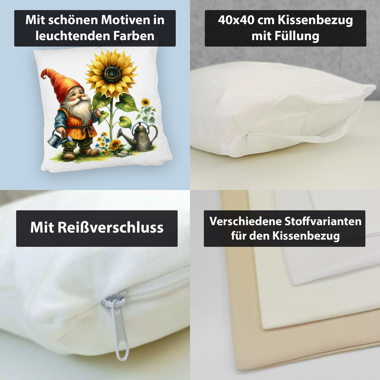 Gartenzwerg mit Gießkanne Kissen