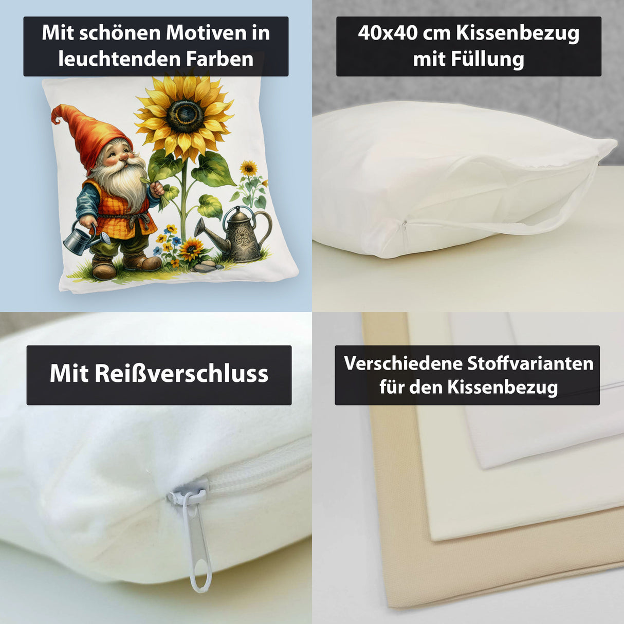 Gartenzwerg mit Gießkanne Kissen