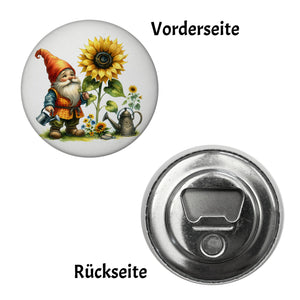 Gartenzwerg mit Gießkanne Magnet rund