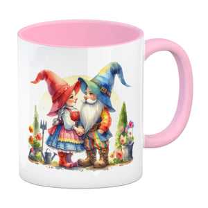 Verliebte Gartenzwerge im Garten Kaffeebecher