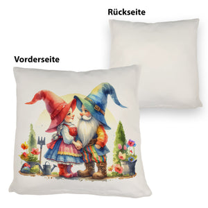 Verliebte Gartenzwerge im Garten Kissen