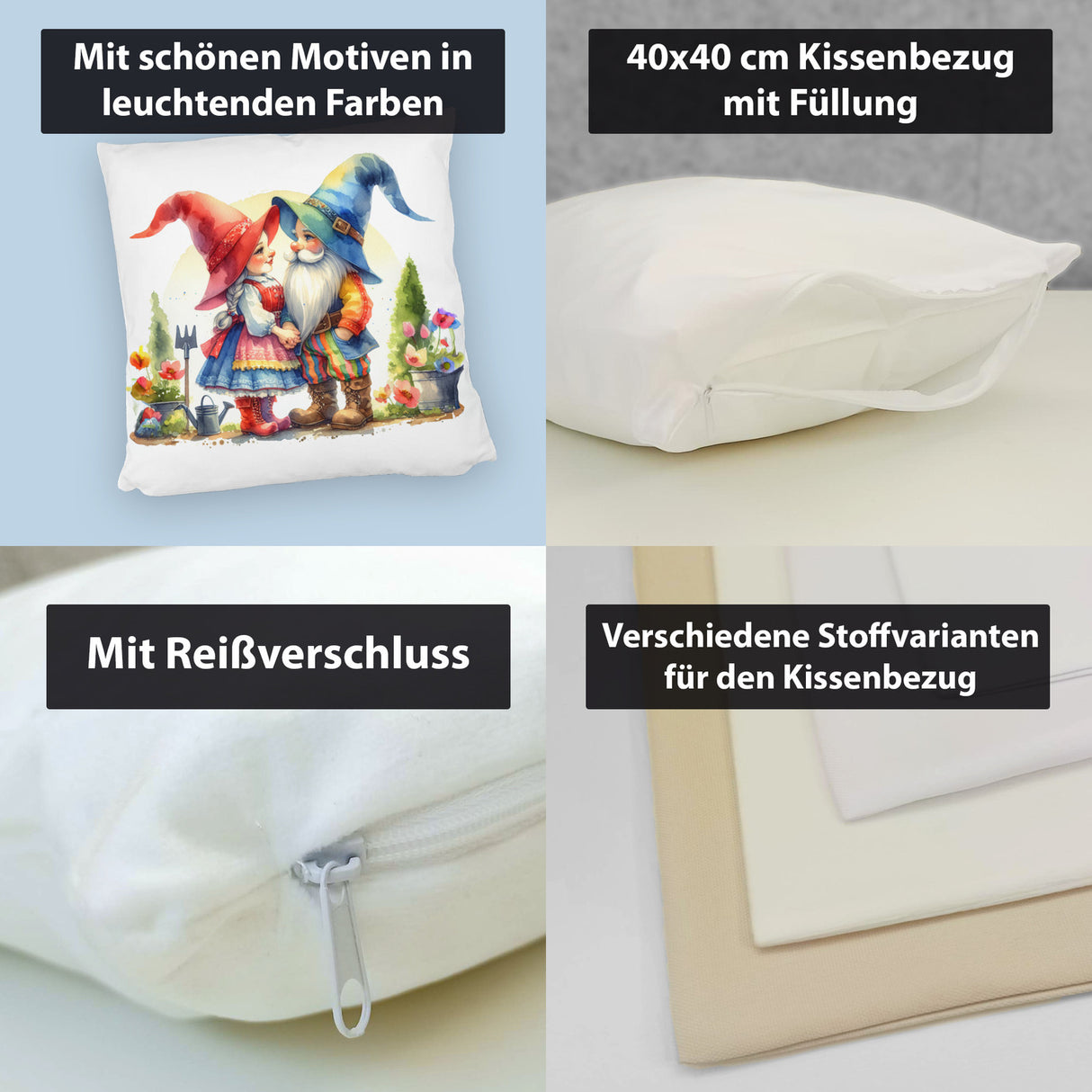Verliebte Gartenzwerge im Garten Kissen