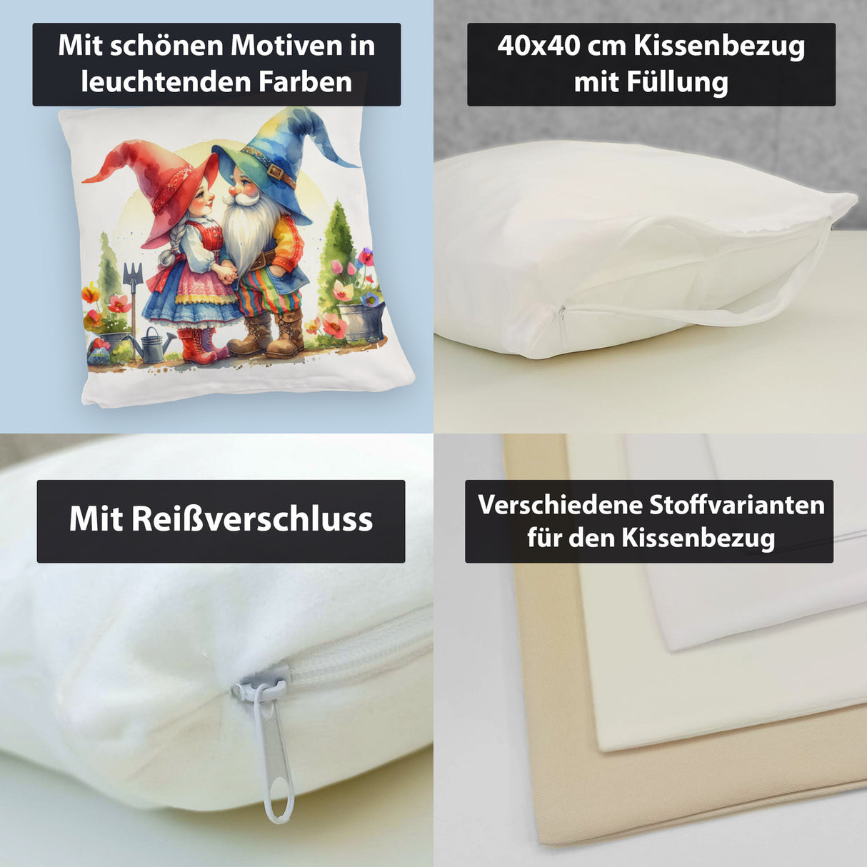 Verliebte Gartenzwerge im Garten Kissen
