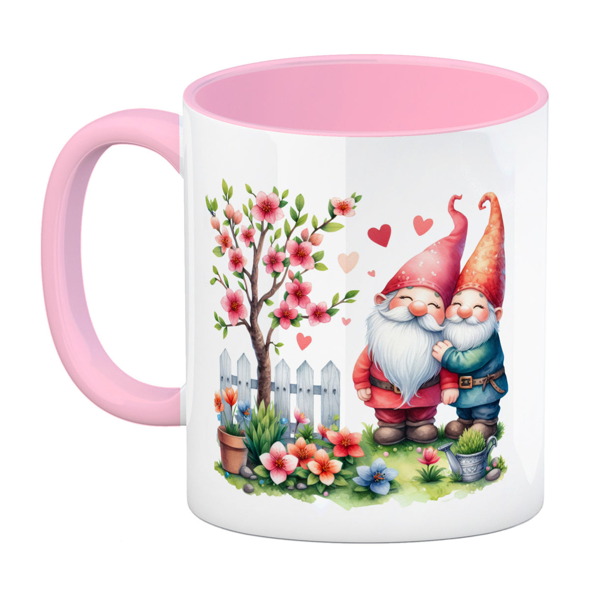 Verliebte Gartenzwerge mit Baum Kaffeebecher