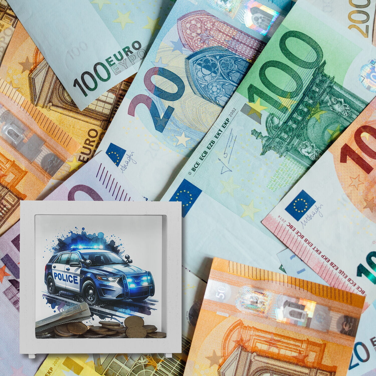 Polizeiauto im Einsatz Spardose